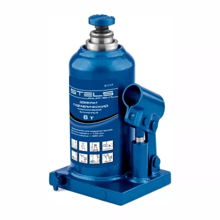 Домкрат гидравлический бутылочный телескопический 6 т h подъема 170–420 мм  STELS 51117 купить в Нижневартовске