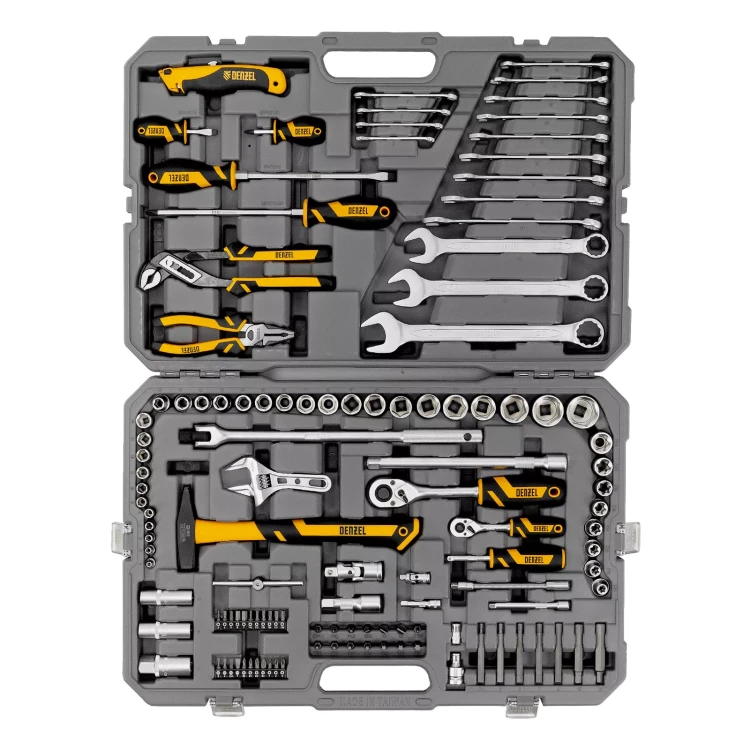 Набор инструментов Denzel 15804, 1/2", 1/4", CrV, S2, пластиковый кейс, 122 предмета купить в Нижневартовске