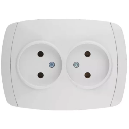 Розетка СВЕТОЗАР "CITY LIGHT" двойная в сборе, без заземления, цвет белый, 16А/~250В SV-54202-W купить в Нижневартовске