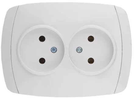 Розетка СВЕТОЗАР "CITY LIGHT" двойная в сборе, без заземления, цвет белый, 16А/~250В SV-54202-W купить в Нижневартовске