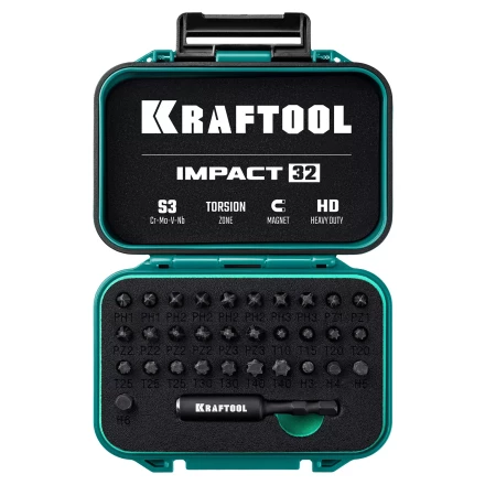 Набор ударных торсионных бит KRAFTOOL Impact, Cr-Mo-V-Nb сталь 26066-H32 купить в Нижневартовске