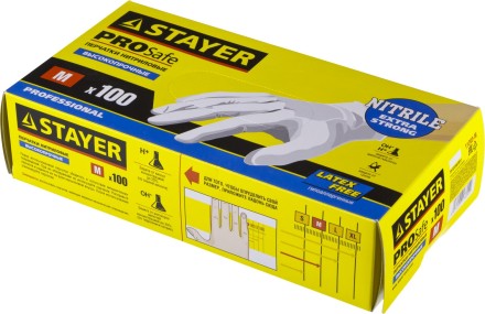 Перчатки STAYER &quot;PROFI&quot; нитриловые экстратонкие, M, 100шт 11203-M купить в Нижневартовске