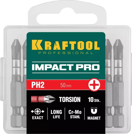 Биты для ударных шуруповертов KRAFTOOL Impact Pro PH 26191-2-50-S10 купить в Нижневартовске