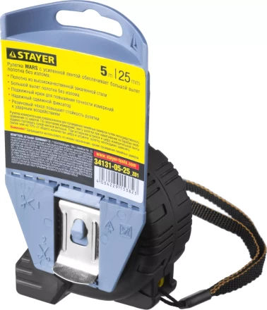 Рулетка STAYER "PROFI" "MARS", обрезиненный корпус, утолщенное полотно, 5мх25мм 34131-05-25_z01 купить в Нижневартовске