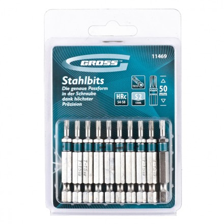 Набор бит TORX 15х50 сталь S2 10 шт GROSS 11469 купить в Нижневартовске