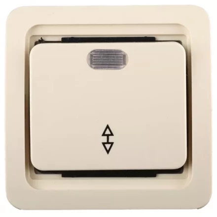 Выключатель СВЕТОЗАР "ГАММА" проходной одноклавишный, с подсветкой, цвет бежевый, 10А/~250В SV-54138-B купить в Нижневартовске