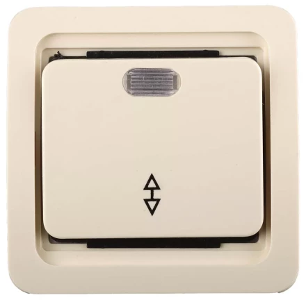 Выключатель СВЕТОЗАР "ГАММА" проходной одноклавишный, с подсветкой, цвет бежевый, 10А/~250В SV-54138-B купить в Нижневартовске
