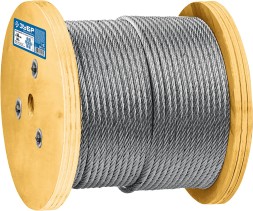 ЗУБР DIN 3066, свивка 6 х 37 + IWR, 14 мм, L 50 м, грузоподъемный стальной трос, Профессионал (30417-14)