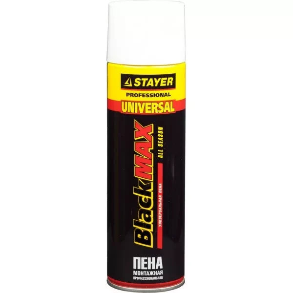 Пена "BlackMAX" монтажная, адаптерная, всесезонная, 500мл, STAYER 41130 купить в Нижневартовске