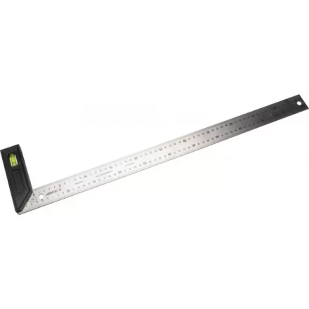 Угольник "ЭКСПЕРТ" разметочный, усиленный, встроенный уровень, гравирован шкала, нерж полотно 37мм, толщина 2мм, 600мм 34397-60 купить в Нижневартовске