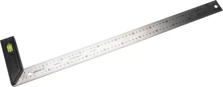 Угольник "ЭКСПЕРТ" разметочный, усиленный, встроенный уровень, гравирован шкала, нерж полотно 37мм, толщина 2мм, 600мм 34397-60 купить в Нижневартовске