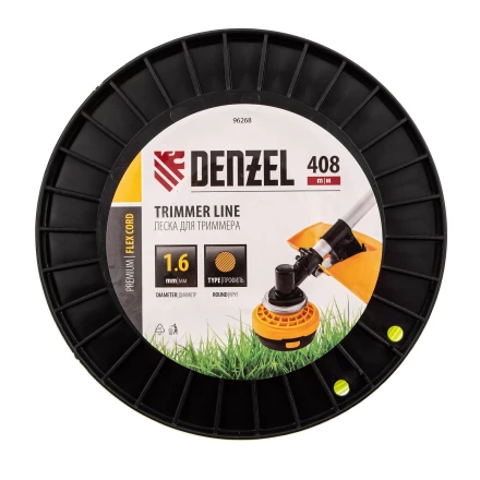 Леска для триммера круглая, 1,6мм х 408м, на DIN катушке FLEX CORD, Denzel 96268 купить в Нижневартовске