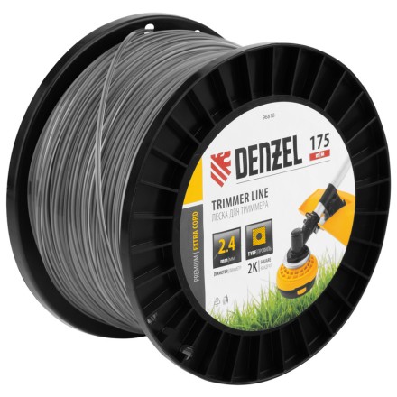 Леска для триммера двухкомпонентная квадрат, 2,4мм х 175м, на DIN катушке EXTRA CORD// Denzel 96818 купить в Нижневартовске