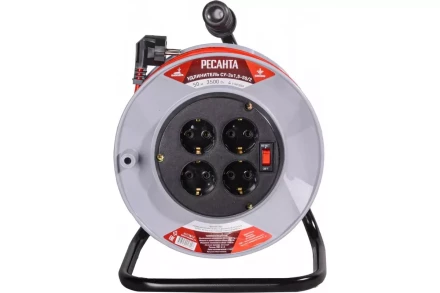 Удлинитель силовой на катушке Ресанта СУ-3х1,5-50/2 (с выкл., 4 розетки) 61/118/12 купить в Нижневартовске