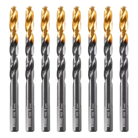 Сверло по металлу, 9 мм, HSS-Tin, Golden Tip, 8 шт. Denzel 717221 купить в Нижневартовске