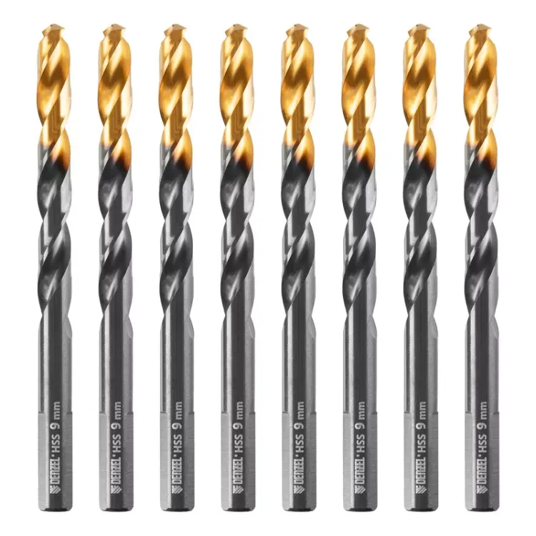 Сверло по металлу, 9 мм, HSS-Tin, Golden Tip, 8 шт. Denzel 717221 купить в Нижневартовске