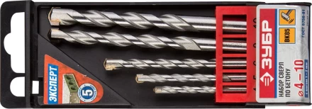 Набор ЗУБР Сверла по бетону ударные, 4-5-6-8-10 мм, пластиковый бокс, 5 шт 29140-H5 купить в Нижневартовске