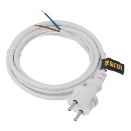 Шнур сетевой Denzel Energy Series, ПВС, 3 м, 2 x 1,5 мм, с неразборной вилкой, белый, 3 м, 37672 купить в Нижневартовске