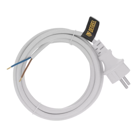 Шнур сетевой Denzel Energy Series, ПВС, 3 м, 2 x 1,5 мм, с неразборной вилкой, белый, 3 м, 37672 купить в Нижневартовске