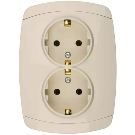 Розетка СВЕТОЗАР "CITY LIGHT" двойная в сборе, с заземлением, цвет бежевый, 16А/~250В SV-54207-B купить в Нижневартовске