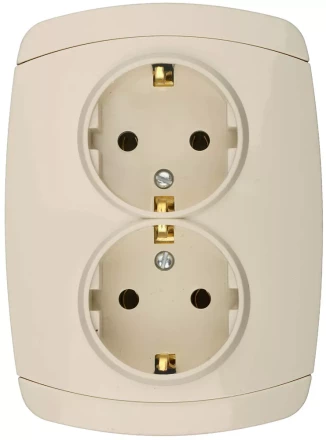 Розетка СВЕТОЗАР "CITY LIGHT" двойная в сборе, с заземлением, цвет бежевый, 16А/~250В SV-54207-B купить в Нижневартовске