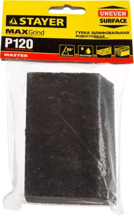 Губка шлифовальная STAYER "MASTER" угловая, зерно - оксид алюминия, Р120, 100 x 68 x 42 x 26 мм, средняя жесткость 3561-120 купить в Нижневартовске