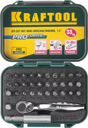 PRO. Наборы в боксе: БИТЫ KRAFTOOL PRO-Drive 26157-H33 купить в Нижневартовске