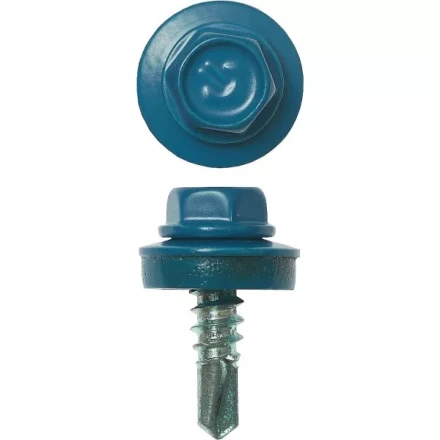 Саморезы ЗУБР окраш., RAL 5009 небесно-голуб., для крепл. кров. матер. к металл. констр., 5.5x19мм, 500шт 4-300315-55-019-5009 купить в Нижневартовске