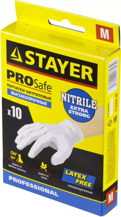 Перчатки STAYER "PROFI" нитриловые экстратонкие, M, 10шт 11204-M купить в Нижневартовске