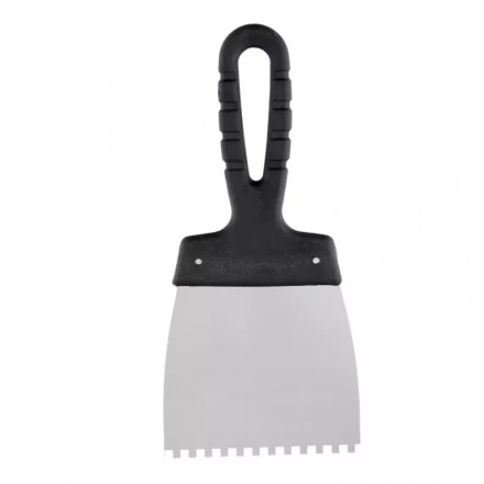 Шпатель из нержавеющей стали 100 мм зуб 4 х 4 мм пластмассовая ручка Россия 85138 купить в Нижневартовске