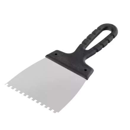 Шпатель из нержавеющей стали 100 мм зуб 4 х 4 мм пластмассовая ручка Россия 85138 купить в Нижневартовске