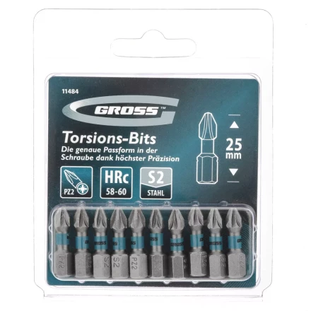 Набор бит торсионных PZ2x25 мм для ударных шуруповертов 10 шт. Gross 11484 купить в Нижневартовске