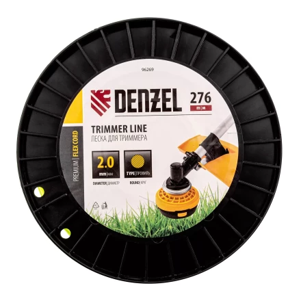 Леска для триммера круглая, 2,0мм х 276м, на DIN катушке FLEX CORD,  Denzel 96269 купить в Нижневартовске