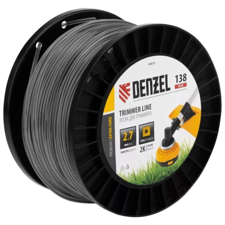 Леска для триммера двухкомпонентная квадрат, 2,7мм х 138м, на DIN катушке EXTRA CORD// Denzel 96819 купить в Нижневартовске