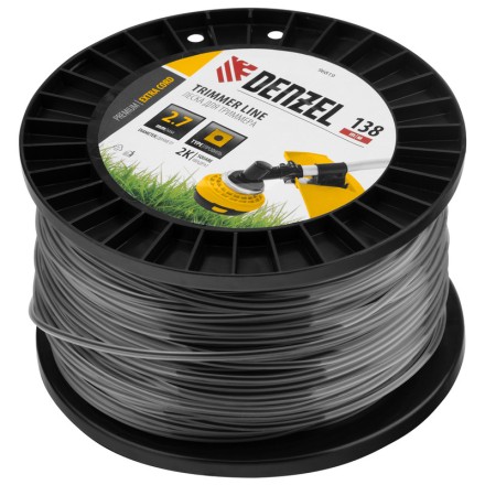 Леска для триммера двухкомпонентная квадрат, 2,7мм х 138м, на DIN катушке EXTRA CORD// Denzel 96819 купить в Нижневартовске