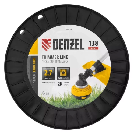 Леска для триммера двухкомпонентная квадрат, 2,7мм х 138м, на DIN катушке EXTRA CORD// Denzel 96819 купить в Нижневартовске