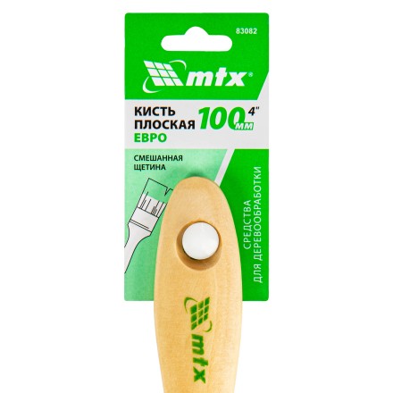Кисть плоская &quot;Евро&quot; 4&quot;, смешанная щетина, деревянная ручка MTX 83082 купить в Нижневартовске