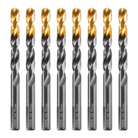 Сверло по металлу, 10 мм, HSS-Tin, Golden Tip, 8 шт. Denzel 717222 купить в Нижневартовске