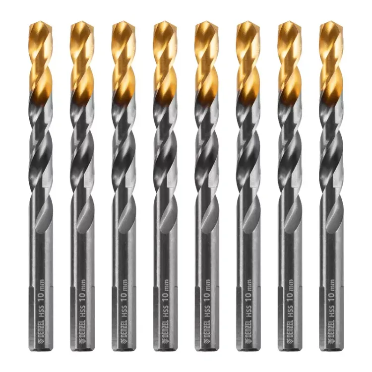 Сверло по металлу, 10 мм, HSS-Tin, Golden Tip, 8 шт. Denzel 717222 купить в Нижневартовске