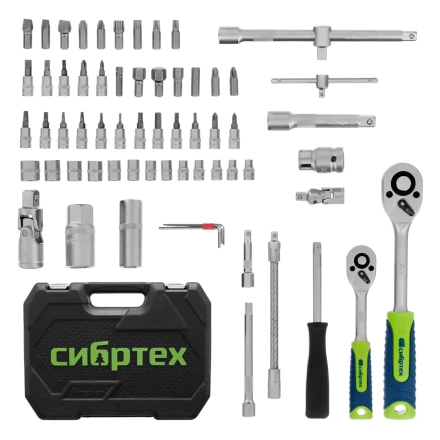 Набор инструментов Сибртех 13388, 1/2", 1/4", пластиковый кейс, 94 предмета купить в Нижневартовске
