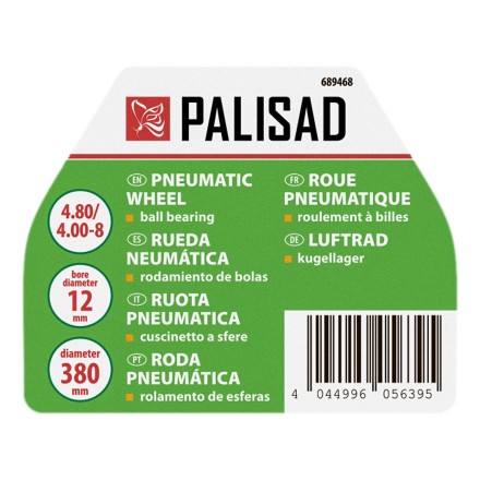 Колесо пневматическое Palisad 4.80/4.00-8 D380мм, подш. внут. диам. 12мм, длина оси 80мм 689468 купить в Нижневартовске