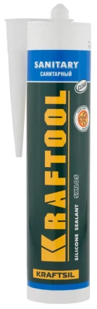 Герметик силиконовый KRAFTOOL прозрачный, санитарный, для помещений с повышенной влажностью, 300мл 41255-2 купить в Нижневартовске