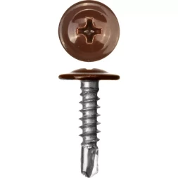 Саморезы ЗУБР с прессшайбой и сверлом по листовому металлу до 2мм, окрашенные в RAL-8017, PH2, 4,2х19мм, 450шт 300211-42-019-8017