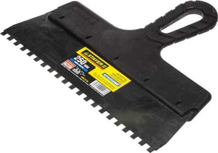 Шпатель STAYER &quot;PROFESSIONAL&quot; нержавеющий зубчатый с пластмассовой ручкой, 250мм, зуб 6х6мм 1009-25-06 купить в Нижневартовске