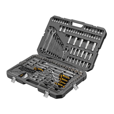 Набор инструментов Denzel 15807, 1/2&quot;, 1/4&quot;, 3/8&quot;, CrV, S2, пластиковый кейс, 216 предметов купить в Нижневартовске