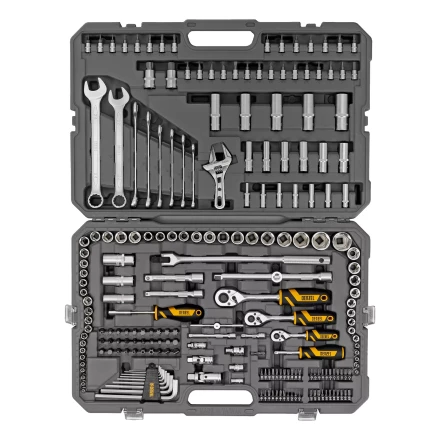 Набор инструментов Denzel 15807, 1/2", 1/4", 3/8", CrV, S2, пластиковый кейс, 216 предметов купить в Нижневартовске