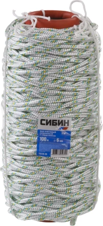 Фал плетёный капроновый СИБИН 16-прядный с капроновым сердечником, диаметр 6 мм, бухта 100 м, 650 кгс 50220-06 купить в Нижневартовске