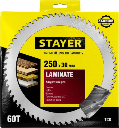 Пильный диск &quot;Laminate line&quot; для ламината, 250x30, 60Т, STAYER 3684-250-30-60 купить в Нижневартовске