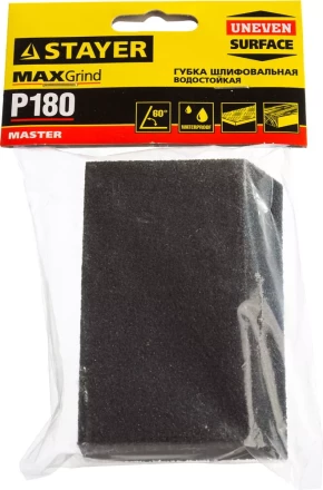Губка шлифовальная STAYER "MASTER" угловая, зерно - оксид алюминия, Р180, 100 x 68 x 42 x 26 мм, средняя жесткость 3561-180 купить в Нижневартовске