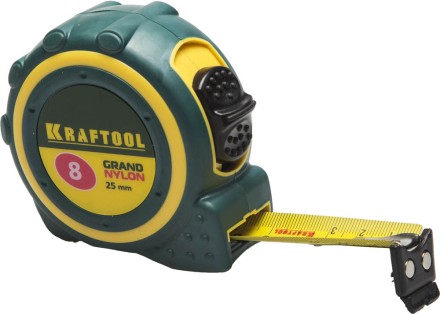 Рулетка KRAFTOOL &quot;GRAND&quot;, двухкомпонентный корпус, двусторонняя шкала, нейлоновое покрытие, 8мх25мм 3412-08_z01 купить в Нижневартовске
